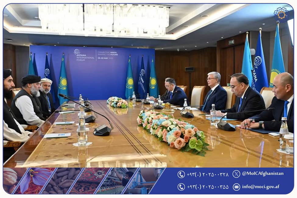 ملاقات‌ مقام رهبری وزارت صنعت و تجارت ا.ا. افغانستان با رئیس جمهور جمهوری قزاقستان