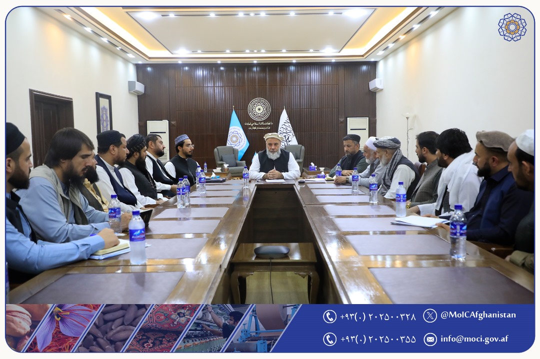 ملاقات وزیر صنعت و تجارت با هیئت رهبری اتاق تولیدات زراعت و مالداری افغانستان