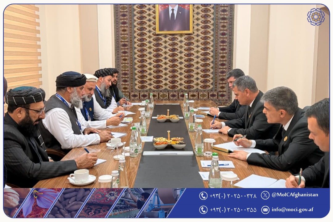دیدار وزیر صنعت و تجارت امارت اسلامی افغانستان با معاون رئیس کابینه و معاون رئیس جمهور ترکمنستان در امور ترانسپورت، ارتباطات و مخابرات